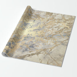 Marble Champaigne Guld Grått Blue Metall Stroke Presentpapper