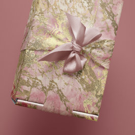 Marble Champaigne Guld Peony Rosa Metall Strokes Presentpapper