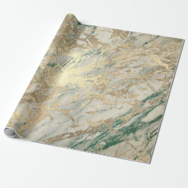Marble Champaigne Guld Sepia Grönt Metall Strokes Presentpapper