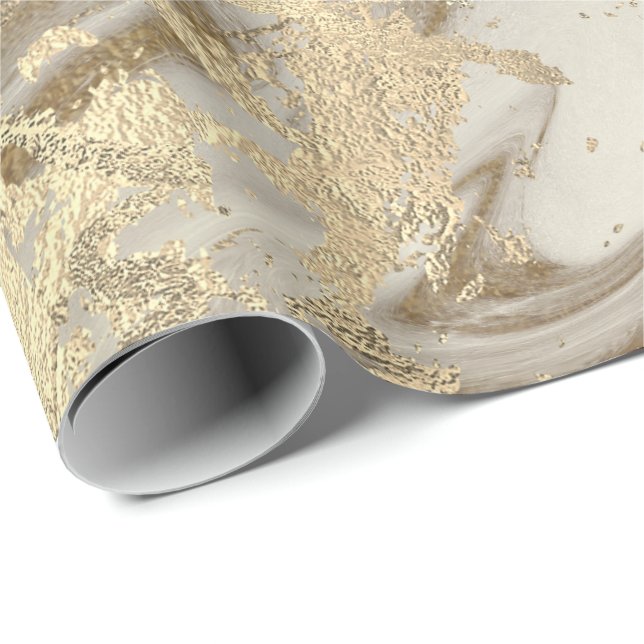 Marble Champaigne Guld Sepia honey Metall Strokes Presentpapper (Rullad Hörn)