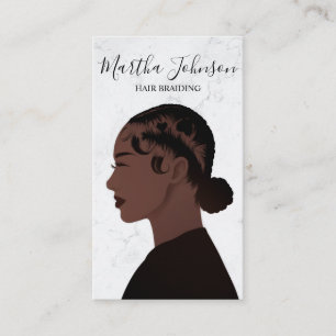 Marble Chic Afro American Braids Braiding QR Code Visitkort