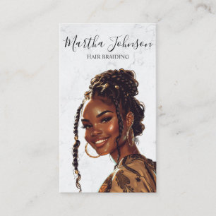 Marble Chic Afro American Braids Braiding QR Code Visitkort
