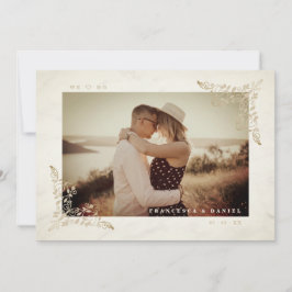 Marble Chic Golden Lace Romantic Couple Wedding Inbjudningar