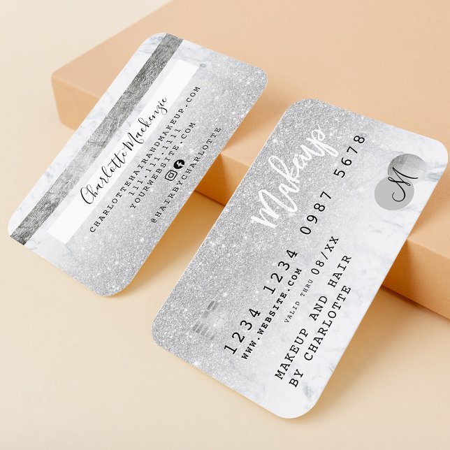 Marble chic monogram för marmor med kredit-kort, s visitkort (Skapare uppladdad)