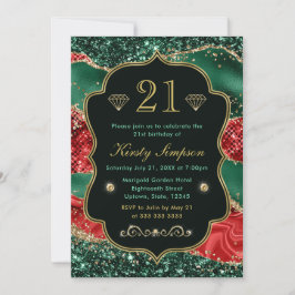 Marble Christmas Agate & Guld Glitter Födelsedag Inbjudningar