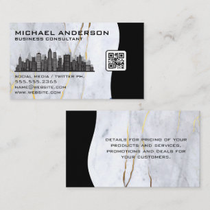 Marble City Skyline QR-kod Visitkort