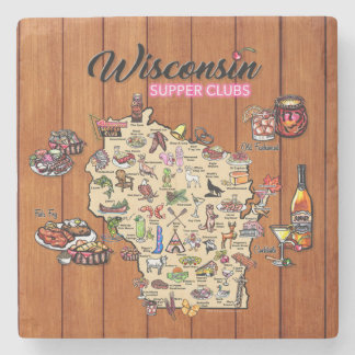 Marble Coaster - Wisconsin Supper Club Map Stenunderlägg