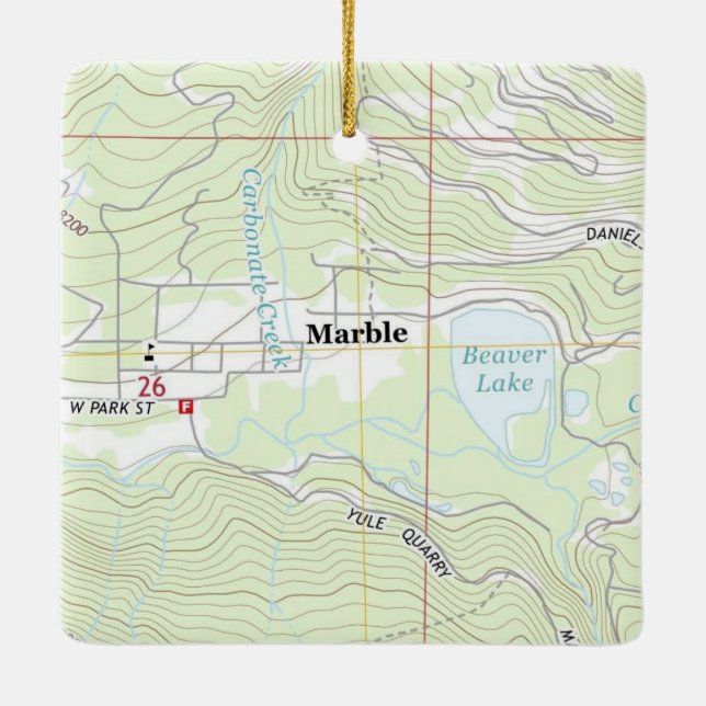 Marble Colorado Topo Karta Julgransprydnad Keramik (Baksida)