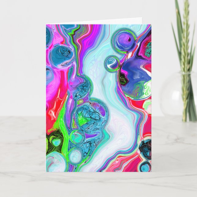 Marble Colorful Fluid Art Birthday Kort (Framsida)
