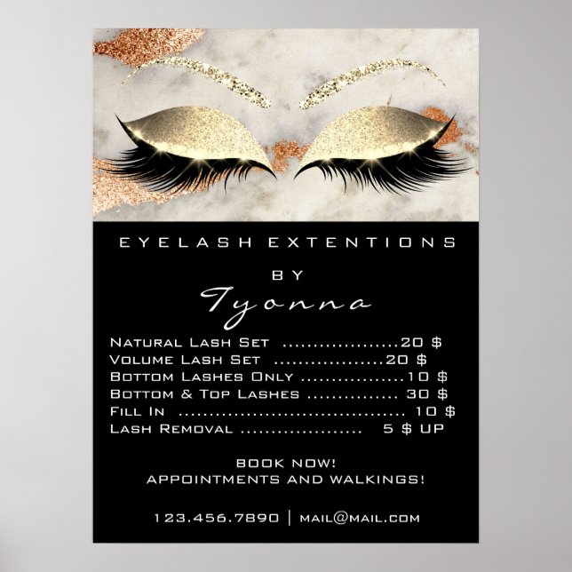 Marble Copper Grått Makeup Öga-priser Poster (Framsidan)