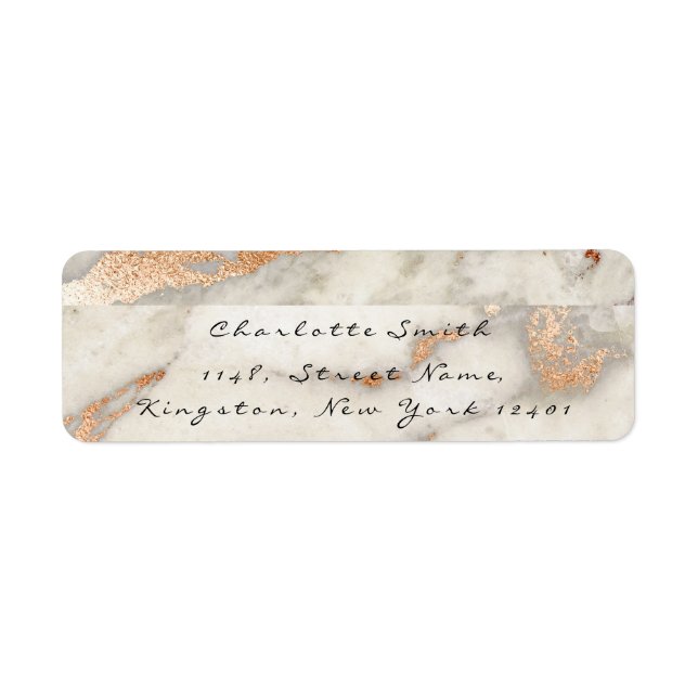 Marble Copper Ro Black Grått OSA Returadress Etikett (Framsidan)