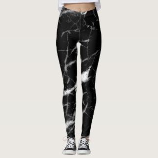 Marble Crackle Black and White Leggings