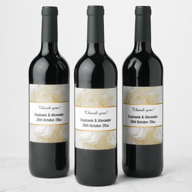 MARBLE CREAM GULD ABSTRAKT VIN ETIKETT (Flaskor)