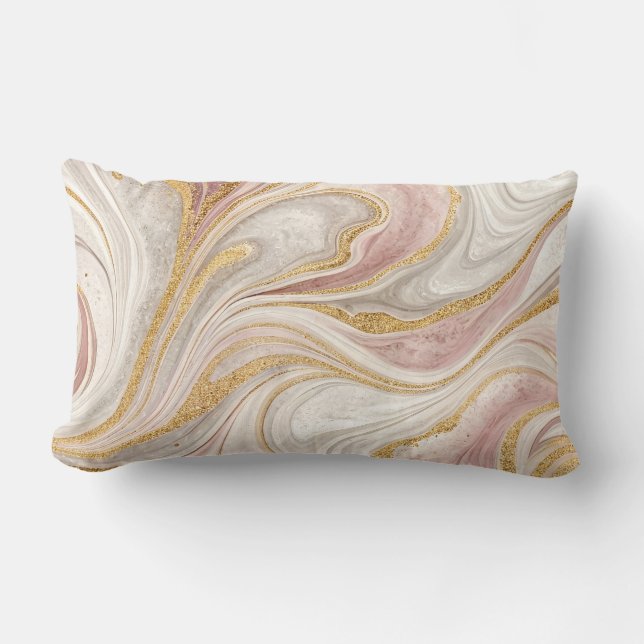 Marble Design Guld Glitter Abstrakt Dekorativ kudd Lumbarkudde (Framsida)