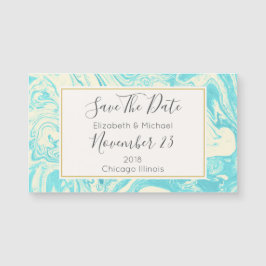 Marble Design i Turquise Bröllop spara datum