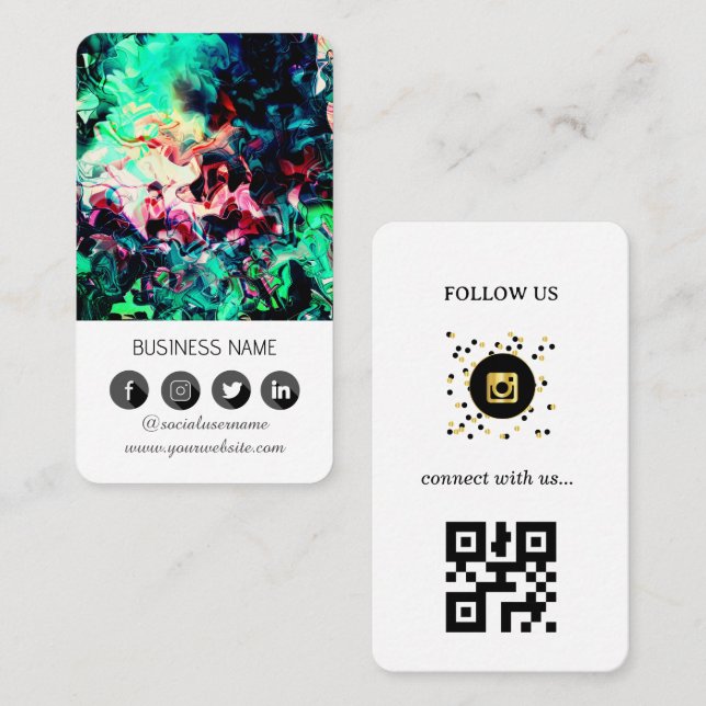 Marble Design - Social Media QR-Affärskort Visitkort (Fram/baksida)