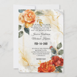 Marble Dreams: Orange Ro Elegance Collection Inv Inbjudningar