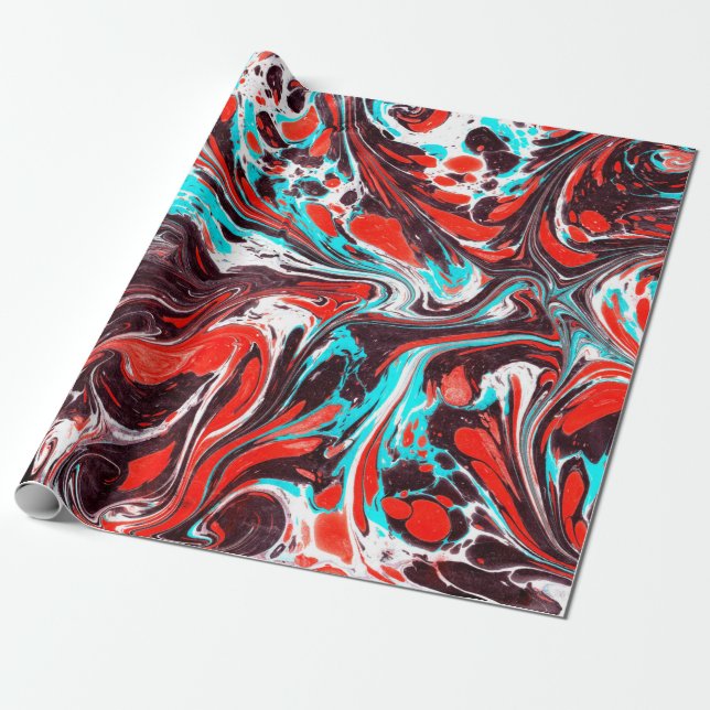 Marble ebru-färgad akryl som häller mönster-rygg presentpapper (Utrullad)