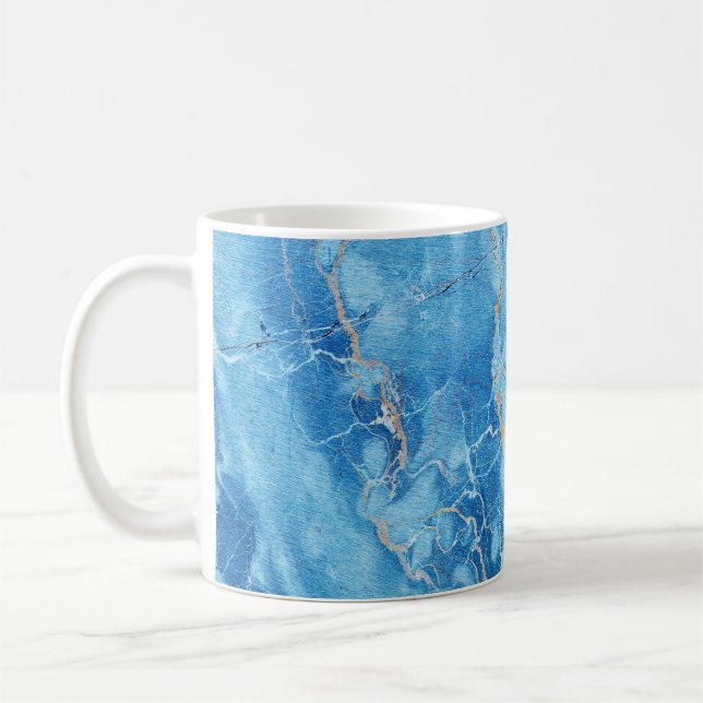 Marble Elegance: Natural Textured Yta. Kaffemugg (Vänster)