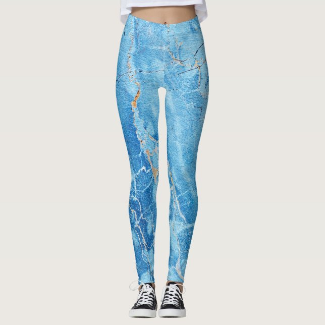 Marble Elegance: Natural Textured Yta. Leggings (Framsida)