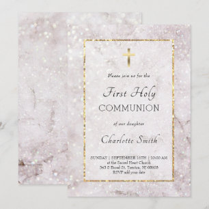 marble elegant First Communion-inbjudan Inbjudningar