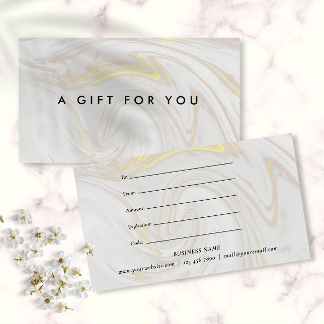 Marble Elegant Gift-certifikat Visitkort (Simple Elegant Marble Gift Certificate)