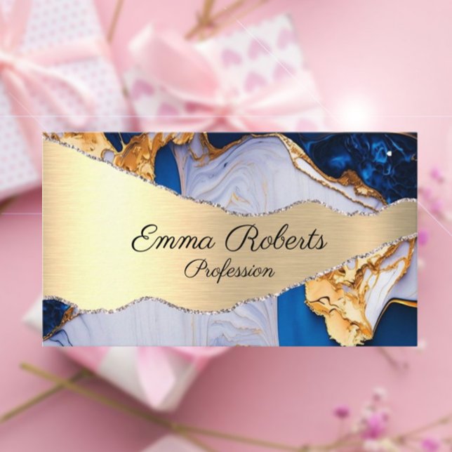 Marble Elegant Typography Teal Agate affärskort Visitkort (Skapare uppladdad)
