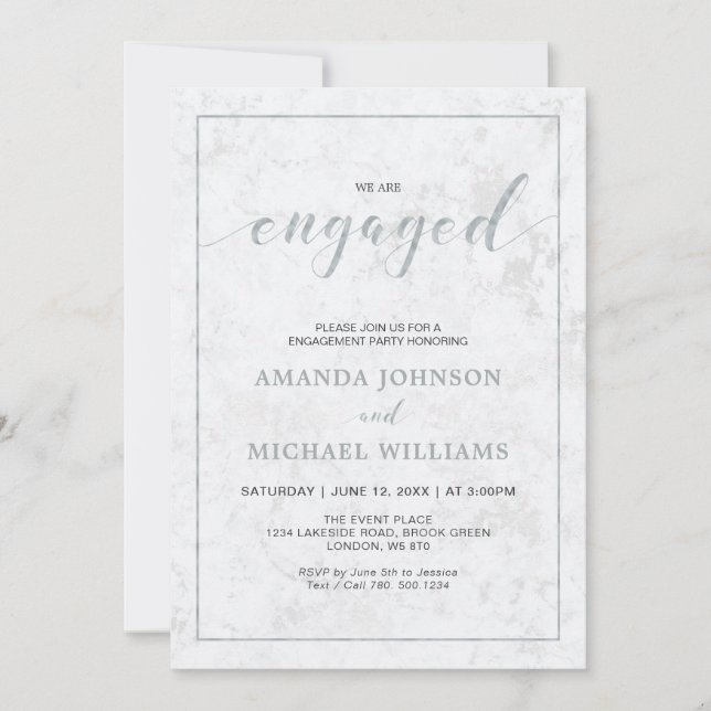 Marble | Enkel Förlovningsfest för modern typograf Inbjudningar (Framsida)