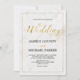 Marble | Enkel Modern Typografi Bröllopsceremoni Inbjudningar