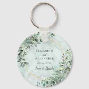 Marble Eucalyptus Greenery Geometric Wedding Favor Nyckelring