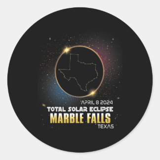 Marble Falls Texas Total Solar Eclipse 2024 1 Runt Klistermärke
