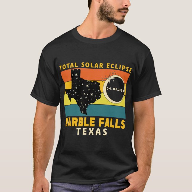 Marble Falls Texas Total Solar Eclipse 2024 T Shirt (Framsida)