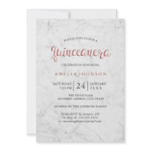 Marble Fals Rosa Guld Quinceanera Inbjudan