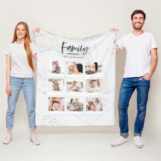 Marble-familjens multifotoavtryck fleecefilt (På plats)