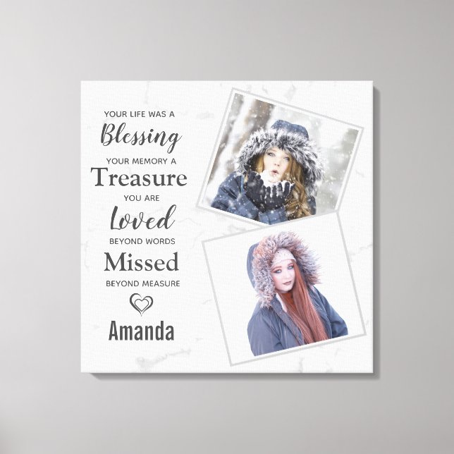 Marble Family Photo Memorial Canvastryck (Framsida)