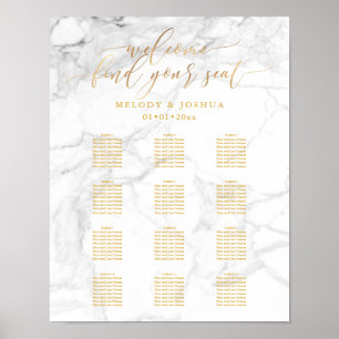 Marble+Faux Guld-skript PixDezines-sittdiagram Poster