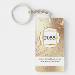 Marble faux guld svartvit jordgubbskädda nyckelring