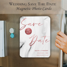 Marble Faux Ro Guld Bröllop spara datum Magnet