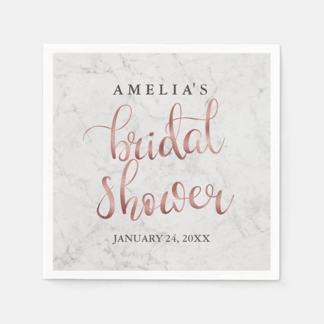 Marble Faux Ro Guld Möhippa Napkin Pappersservett (Framsidan)