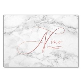 Marble Faux Ro Guld Romantic Calligraphy Nine 9 Bordsnummer