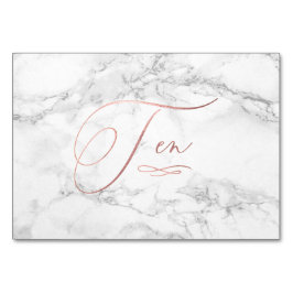 Marble Faux Ro Guld Romantic Calligraphy Ten 10 Bordsnummer