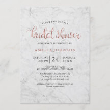 Marble Faux Rosa Guld Bröllopsfest Inbjudan