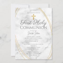 Marble First Heliga Communion Inbjudningar