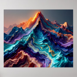 Marble Flow Mountains – Färgglad Abstrakt Konst Po Poster