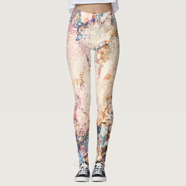 Marble Fluid Abstrakt Mönster Leggings (Framsida)