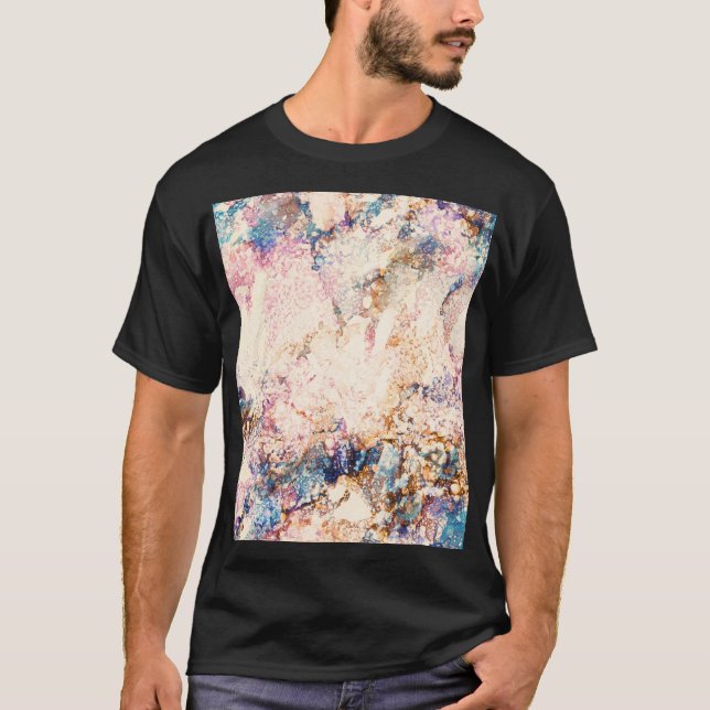 Marble Fluid Abstrakt Mönster T Shirt (Framsida)