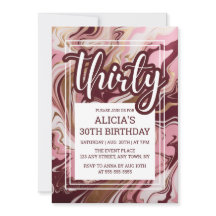 Marble Fluid Guld Burgundy Rosa 30års födelsedag