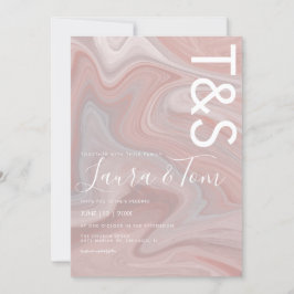 Marble Flytande Rodnad Rosa Typografi Bröllop Inbjudningar