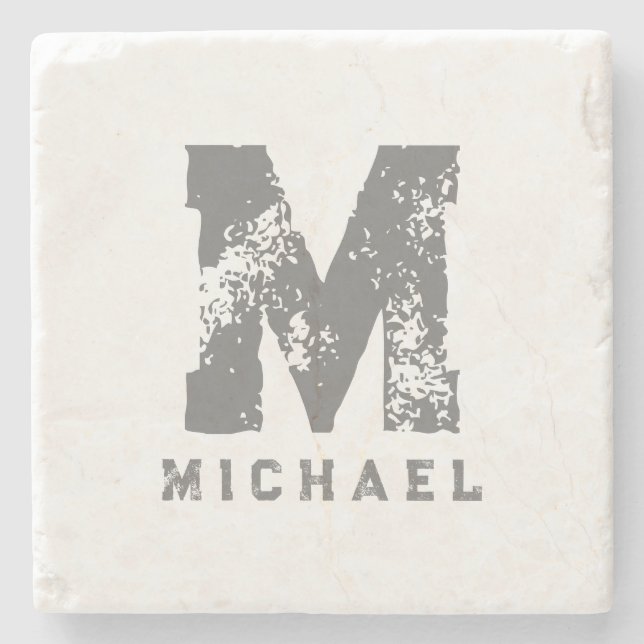 Marble för Coola av elegant Monogram- för ursprung Stenunderlägg (Framsidan)