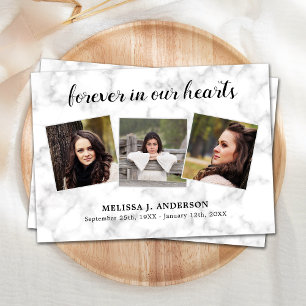 Marble Forever i våra hjärtan Sympathy Funeral Tack Kort